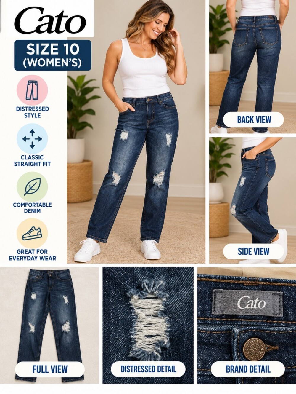 Cato women's size 10 distressed Denim jeans #25
